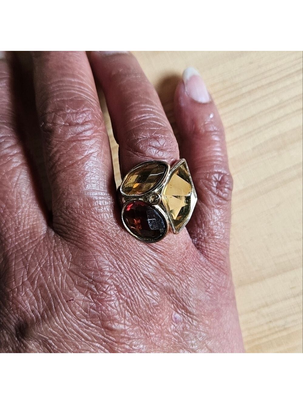 Tri-Glass Statement Ring, Approx Size 7.75